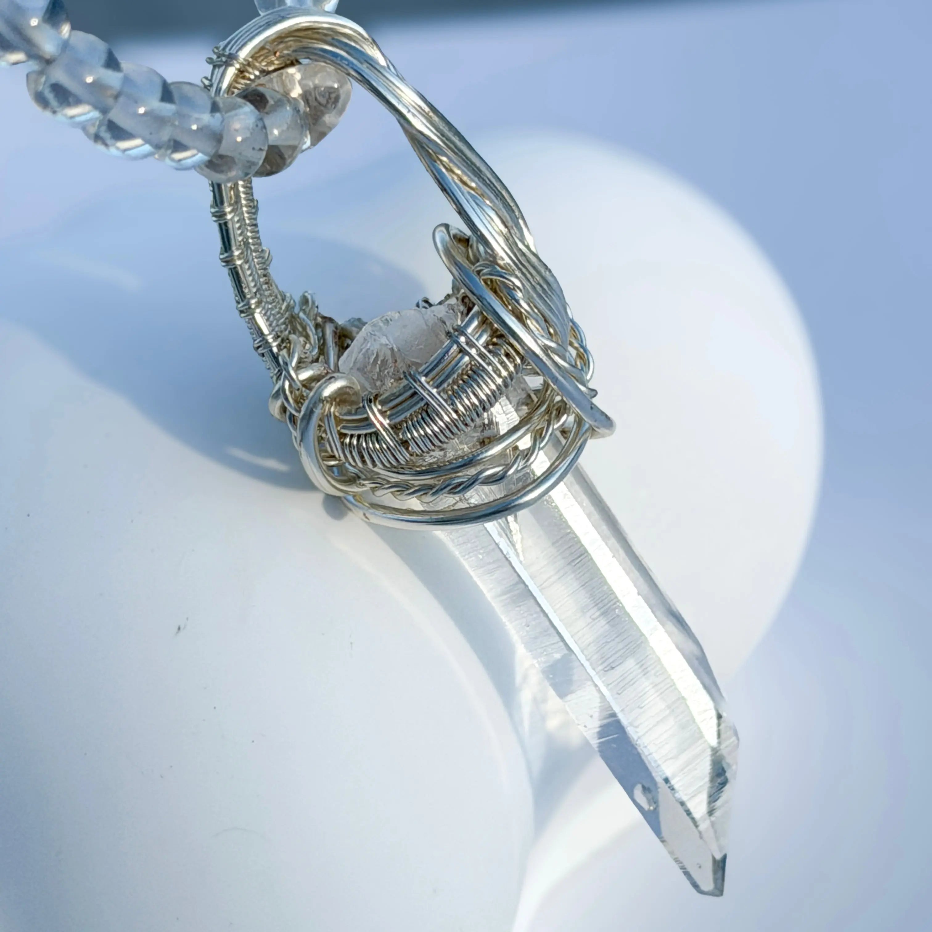 Akashic Peak - Himalayan Quartz Point Handwired Necklace view 2